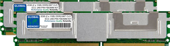 2GB (2 x 1GB) DDR2 667MHz PC2-5300 240-PIN ECC FULLY BUFFERED DIMM (FBDIMM) MEMORY RAM KIT FOR SUN SERVERS/WORKSTATIONS (2 RANK KIT NON-CHIPKILL)
